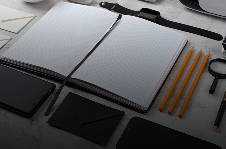 What are the cover and paper materials of notebooks?